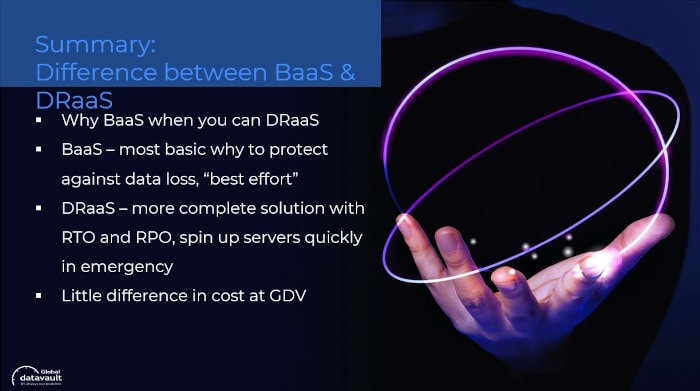 summary of the difference between BaaS and DRaaS